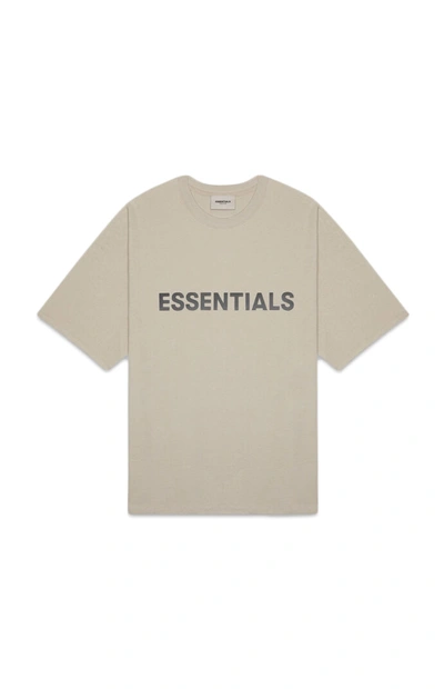 Pre-owned Fear Of God Essentials Boxy T-shirt Applique Logo Olive/khaki