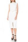 Alexia Admor Mock Neck Belted Sheath Dress In Cream