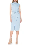 Alexia Admor Mock Neck Belted Sheath Dress In Halogen Blue