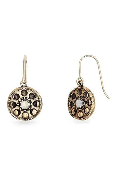 Alex And Ani Lunar Phase Coin Dangle Earrings In Gold