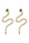 ADORNIA 14K YELLOW GOLD PLATED SWAROVSKI CRYSTAL SNAKE STUD EARRINGS,705377773679