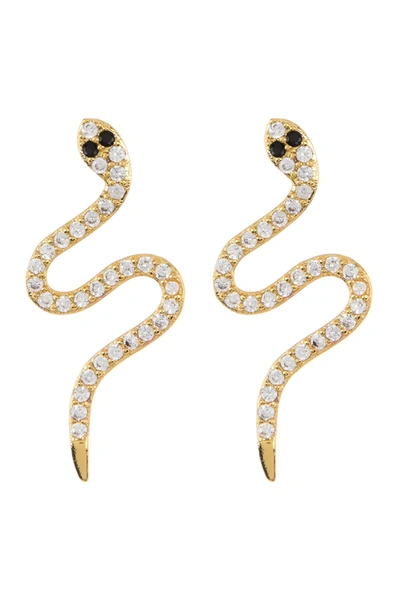 Adornia 14k Over Silver Crystal Snake Studs In Yellow