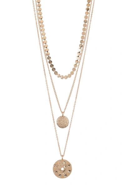 Melrose And Market Triple Layer Coin Pendant Necklace In Gold