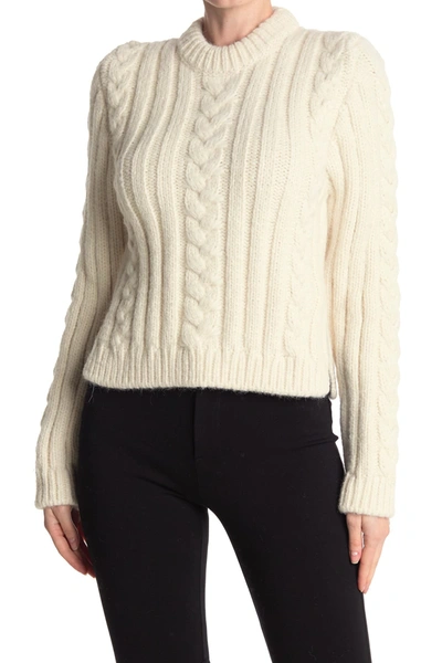 Ganni Cable Knit Pullover In Egret