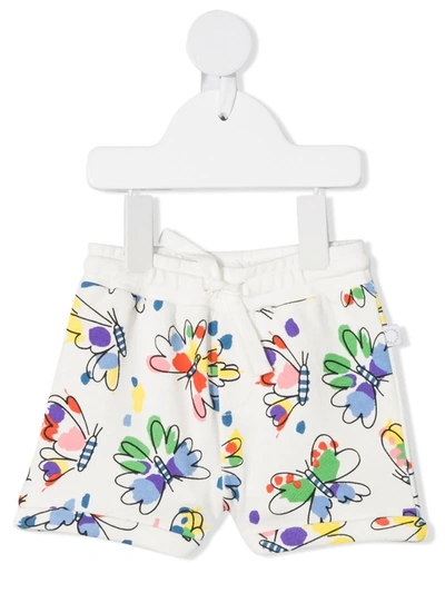 Stella Mccartney Babies' Butterfly-print Track Shorts In 白色