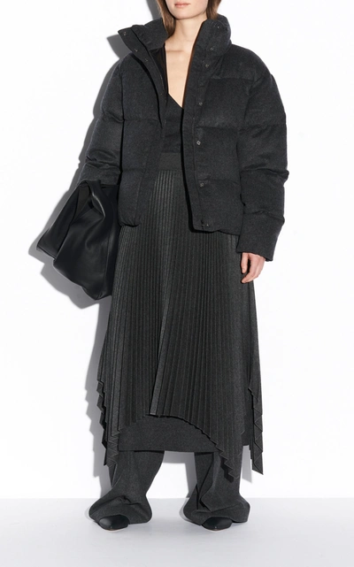 Joseph Carah Brushed Flannel Puffer Coat In Dark Grey
