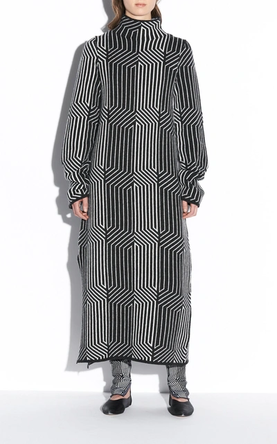 Joseph Optical Jacquard Wool Maxi Dress In Multi