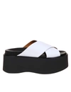 Marni Crisscross Leather Wedge Platform Sandals In White