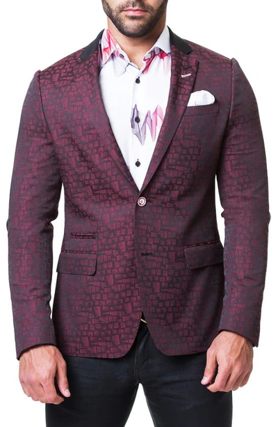 Maceoo Socrates Square Regular Fit Print Dinner Jacket In Red