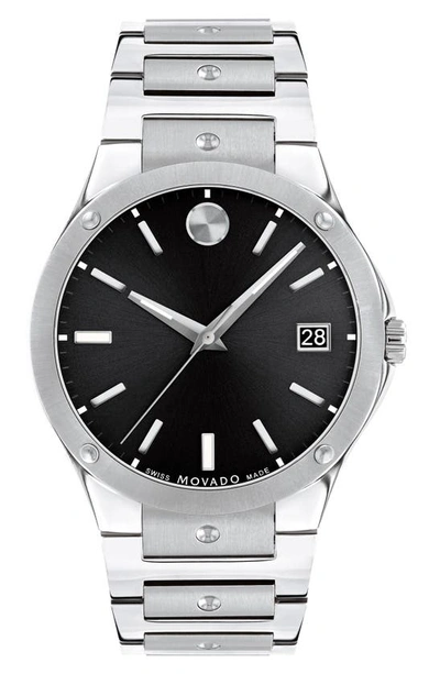 Movado Men's Swiss Se Stainless Steel Bracelet Watch 41mm In Silver