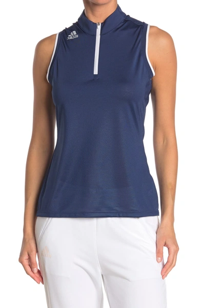 Adidas Golf Gradient Quarter Zip Sleeveless Polo Shirt In Tecind