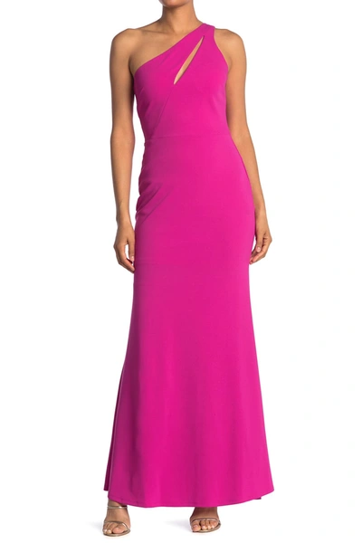Bebe Scuba Crepe Cutout One Shoulder Dress In Fuchsia | ModeSens