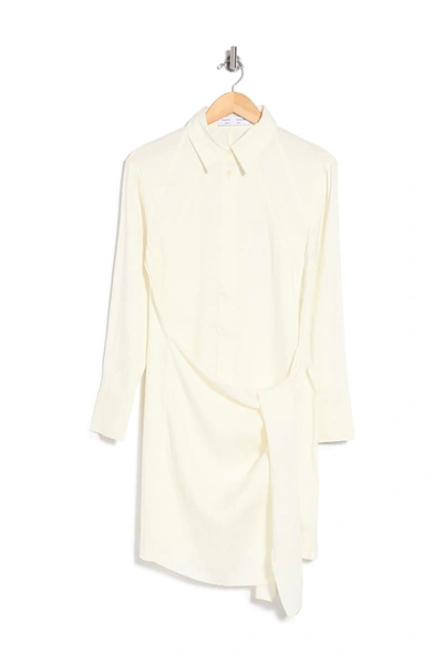 Proenza Schouler Long Sleeve Linen Blend Wrap Shirt Dress In Off
