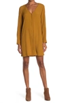 Madewell Long Sleeve Button Front Novel Dress In Egyptian Gold