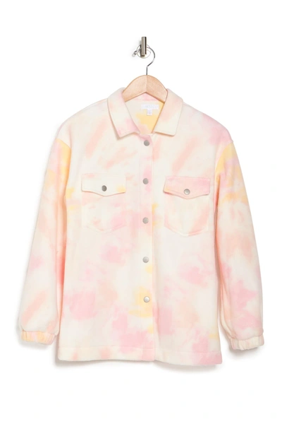 Abound Cozy Fleece Shirt Jacket In Pink Tie Dye