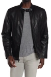 Dkny Men's Classic Faux Leather Stand Collar Racer Jacket In Black