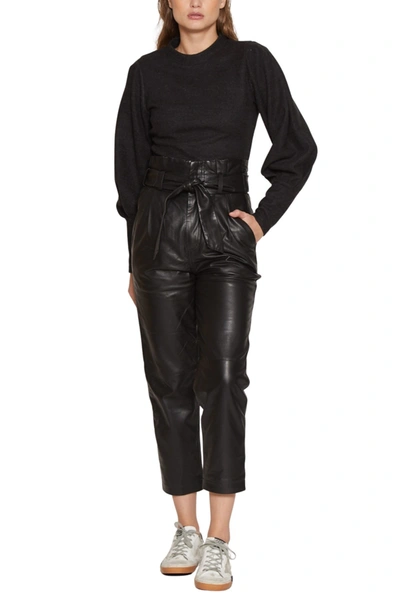 Walter Baker Maggie Leather Crop Paperbag Pants In Black