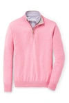 Peter Millar Crown Quarter Zip Pullover Sweater In Palmer Pink