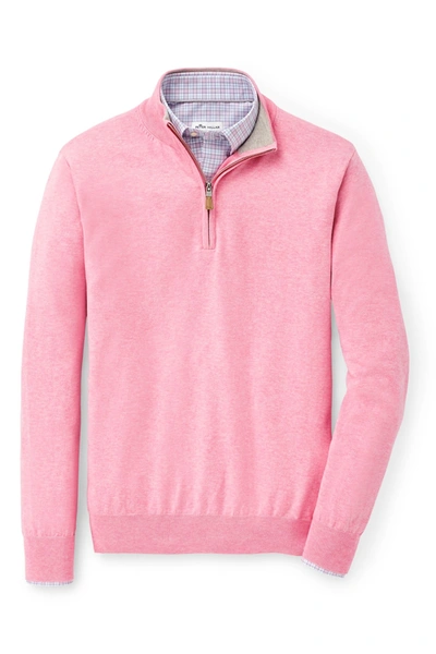 Peter Millar Crown Quarter Zip Pullover Sweater In Palmer Pink