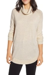 Caslon Turtleneck Tunic Sweater In Beige Oatmeal Light Heather