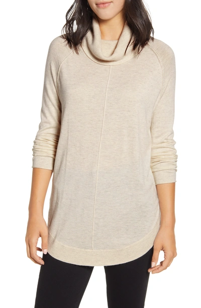 Caslon Turtleneck Tunic Sweater In Beige Oatmeal Light Heather
