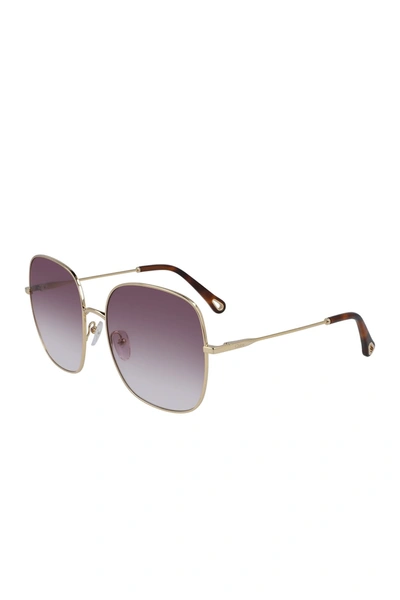 Chloé 59mm Eliza Classic Square Sunglasses In Gold /gradient