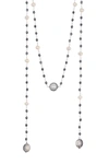 ADORNIA STERLING SILVER BEADED HEMATITE & FRESHWATER PEARL OPEN WRAP NECKLACE,791109047569