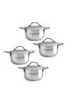Berghoff Cov'd Mini Pots In Silver