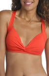 La Blanca Twist-front Banded Bikini Top Women's Swimsuit In Paprika
