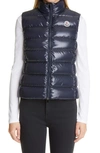 Moncler Ghany Shiny Quilted Puffer Vest In Navy