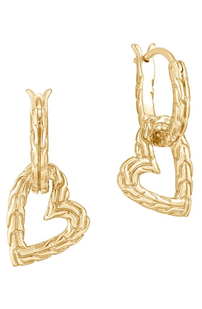 John Hardy Classic Chain 14k Gold Heart & Huggie Hoop Earrings