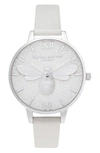 OLIVIA BURTON LUCKY BEE SHIMMER LEATHER STRAP WATCH, 34MM,OB16FB20