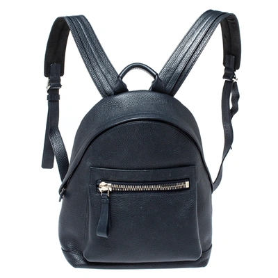 Pre-owned Tom Ford Navy Blue Leather Buckley Backpack