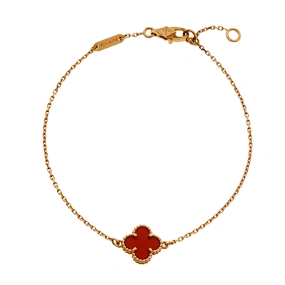 Pre-owned Van Cleef & Arpels Sweet Alhambra Carnelian 18k Rose Gold Bracelet