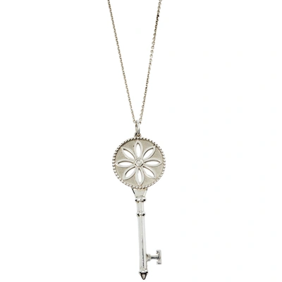 Pre-owned Tiffany & Co Daisy Key Diamond Silver Long Pendant Necklace