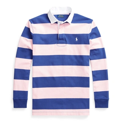 Ralph Lauren The Iconic Rugby Shirt In Bright Navy/carmel Pink