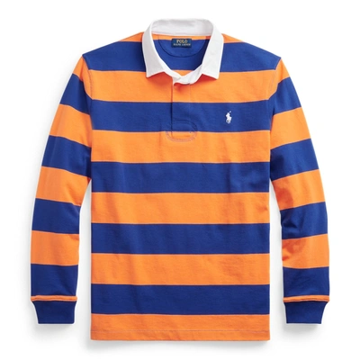Ralph Lauren The Iconic Rugby Shirt In Bright Navy/resort Orange