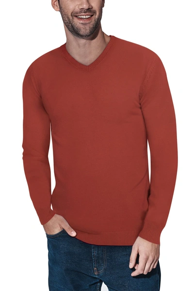 X-ray V-neck Rib Knit Sweater In Brick