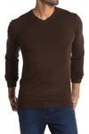 X-ray V-neck Rib Knit Sweater In Dark Brown