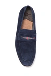 Robert Graham Mitchum Leather Penny Loafer In Navy