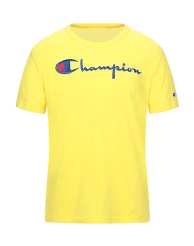 Champion Man T-shirt Yellow Size S Cotton, Polyester