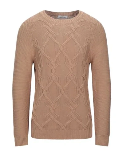 Alpha Studio Sweaters In Camel