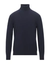 Andrea Fenzi Turtleneck Pullover Blue Wool Man In Dark Blue
