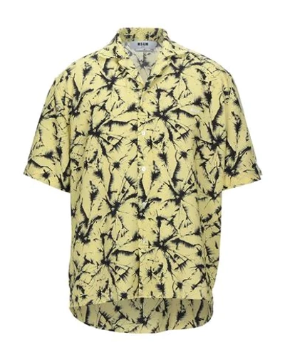 Msgm Printed Short Sleeve Shirt In Yellow