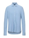 Fedeli Denim Shirts In Sky Blue