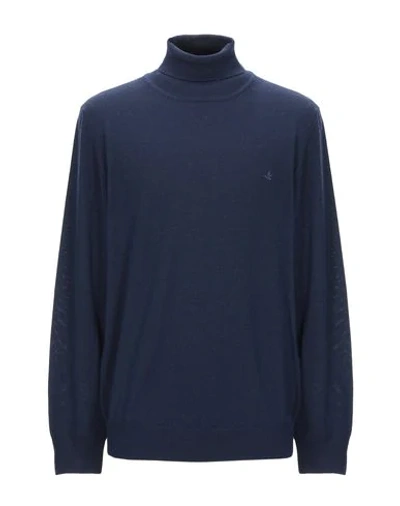 Brooksfield Man Turtleneck Midnight Blue Size 44 Virgin Wool In Blu Scuro