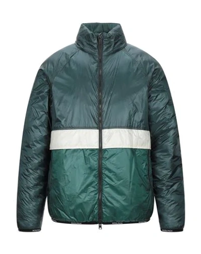 Woolrich Synthetic Down Jackets In Dark Green