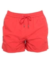 Paul Smith Stripe-embroidered Recycled-polyamide Swim Shorts In Red