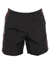 Alexander Mcqueen Black Jersey Bermuda Shorts With Side Logo In Black