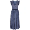 RED VALENTINO BLUE METALLIC-WEAVE KNITTED MIDI DRESS,3978676